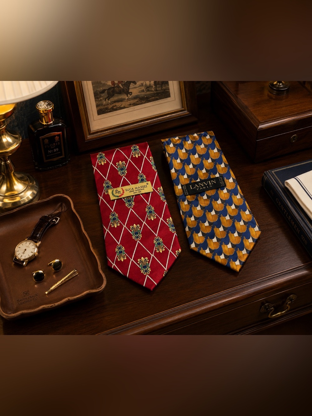 VTG Designer Silk Tie Bundle | Lanvin Paris & Luca Massei | 100% Silk Neckties
